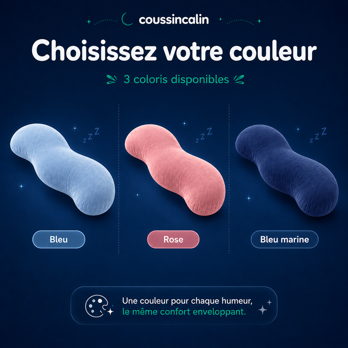 COUSSINCALIN™ — Le coussin ergonomique pensé pour dormir sur le côté
