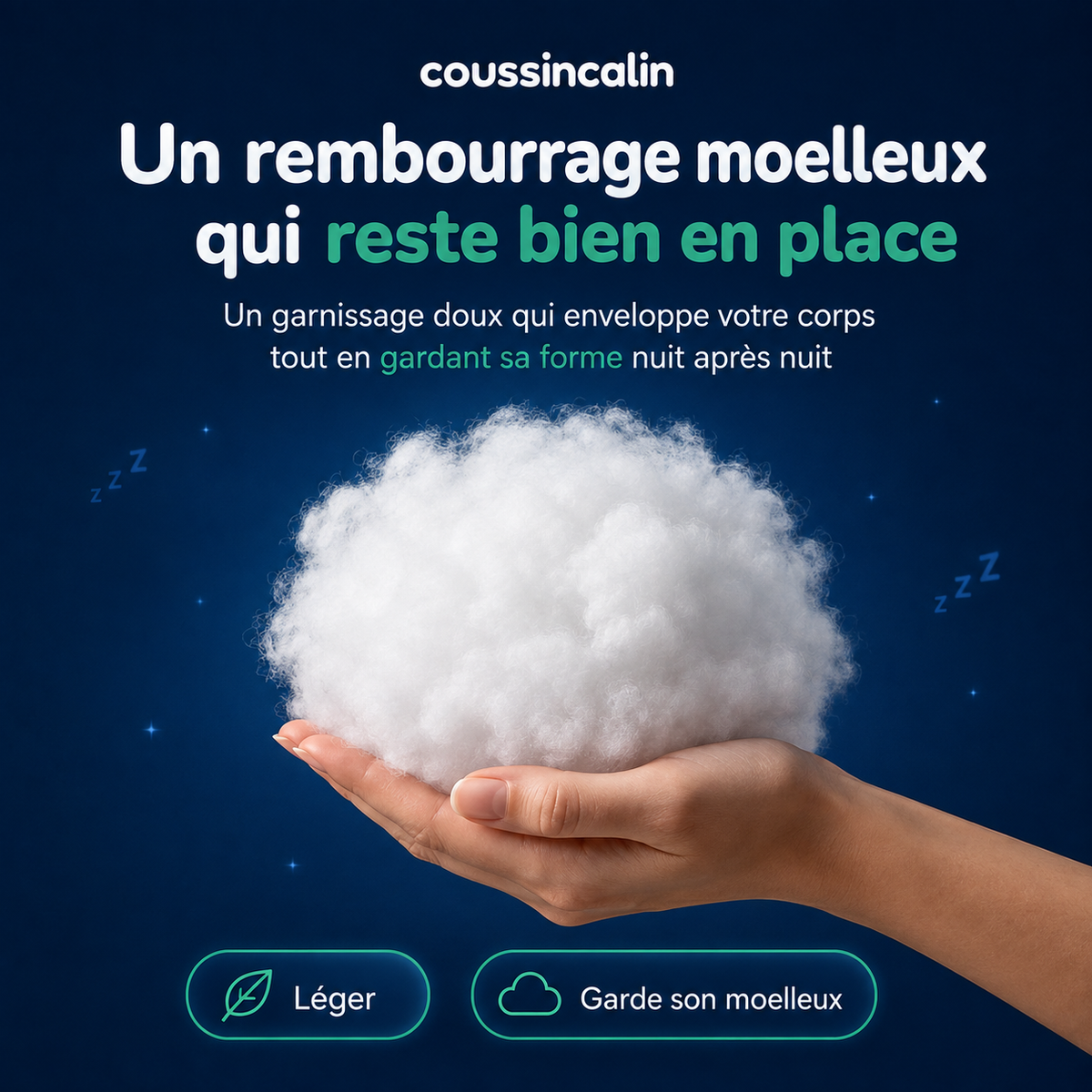 COUSSINCALIN™ — Le coussin ergonomique pensé pour dormir sur le côté